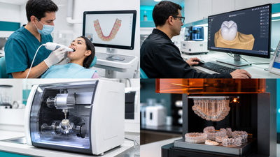 Etapas clínicas y de laboratorio de un flujo CAD/CAM para una clínica dental pequeña
