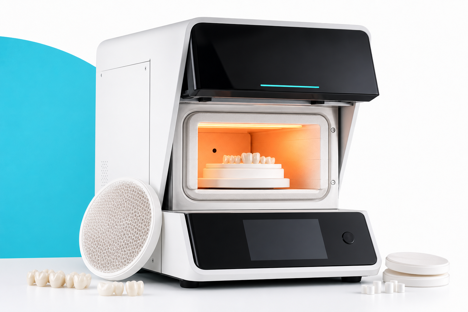 Horno dental dentro del flujo CAD/CAM de fresado y sinterización