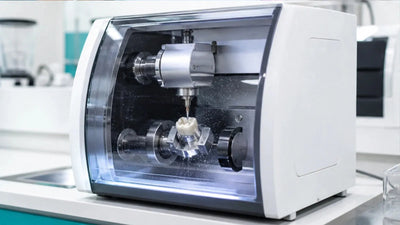 Fresadora dental CAD/CAM produciendo una restauración con flujo digital