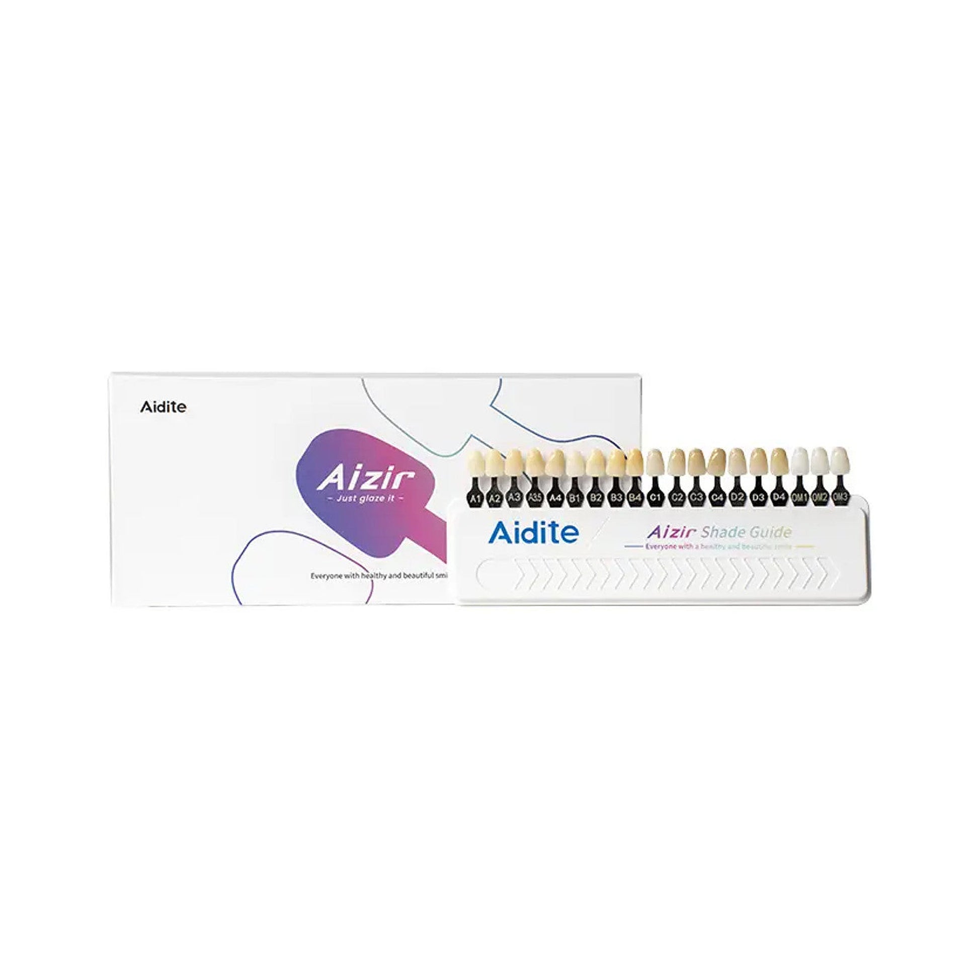 Guía de Colores AiZir — Shade Guide para Zirconia Dental — vista principal sobre fondo blanco