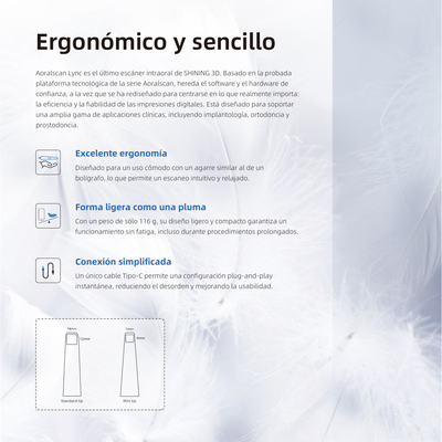 Aoralscan Lync: escáner intraoral ligero de 116 g con USB-C