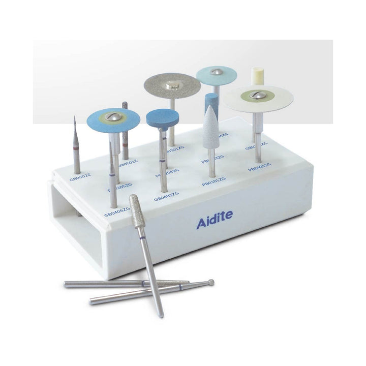 Aidite Kit de Fresas para Zirconia y Disilicato CAD/CAM — vista principal sobre fondo blanco