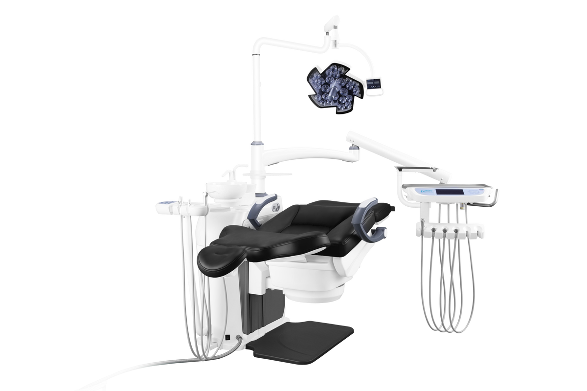 DETES S1 Rotary: diseño suspendido y vista reclinada; imagen oficial con lámpara 25 LED opcional