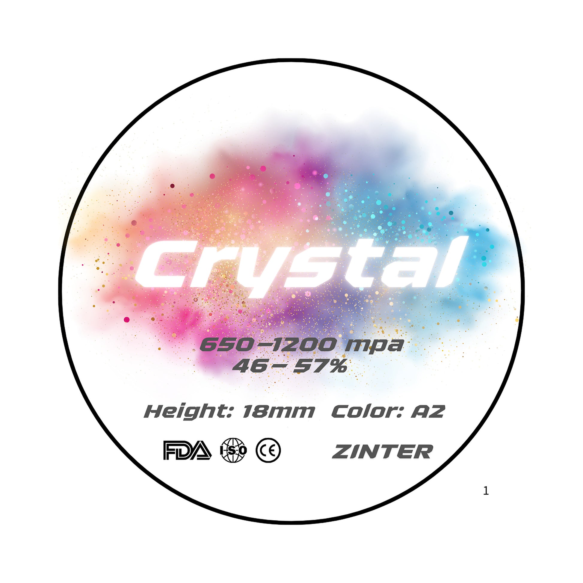 Disco de Zirconia Zinter para CAD/CAM Dental — vista principal sobre fondo blanco