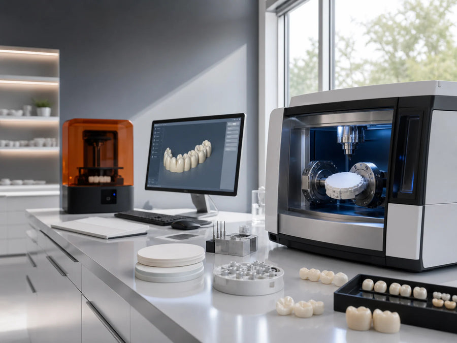 Laboratorio dental con fresadora, impresión 3D y diseño CAD/CAM